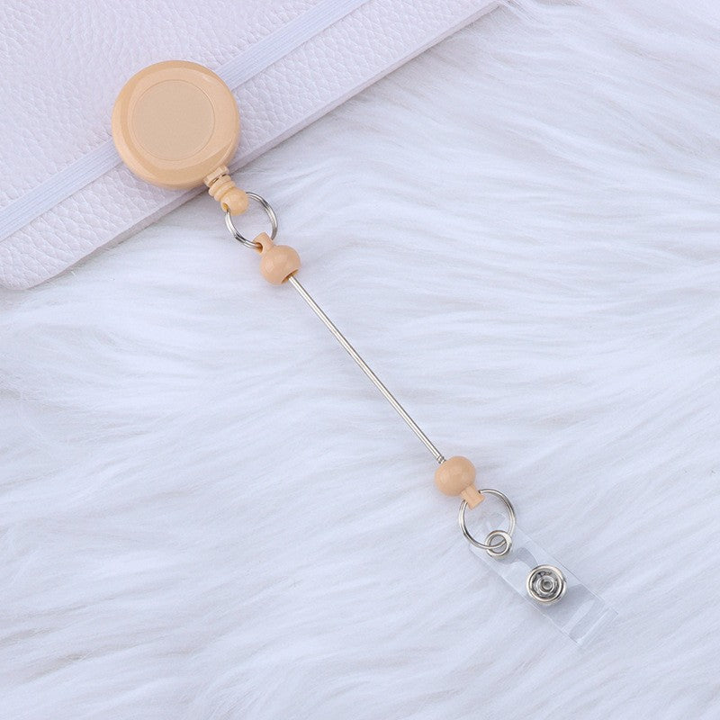 Wholesale Beadable Badge Reels Identification Easy To Pull Buckle DIY Beaded Plastic Keychain